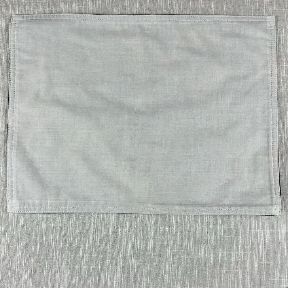 Vintage Handmade Placemats Set Of 4 Cranston Fruit Fabric Handmade MCM Blue